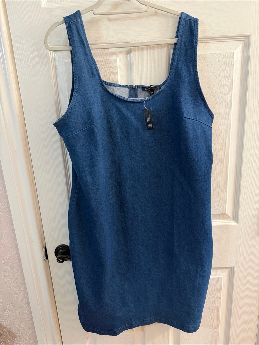 Blue Sleeveless Denim Color Shift Dress